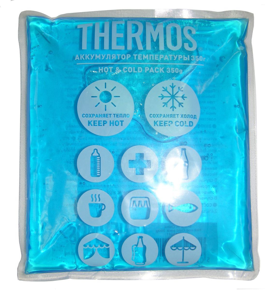 Аккумулятор температуры Thermos Gel Pack, цвет: синий, 350 г410412 Аккумулятор температуры Thermos Gel Pack, цвет: синий, 350 г410412Универсальный в применении, используется для поддержания как низкой, так и высокой температуры. Замораживается, разогревается и всегда остается мягким.