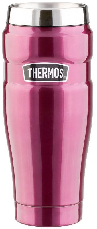Термокружка Thermos, цвет: малиновый, 0,47 л. SK1005015358 Термокружка Thermos, цвет: малиновый, 0,47 л. SK1005015358Кружка-термос из нержавеющей стали имеет высокие свойства сохранения температур, которые делают её уникальной, не имеющей мировых аналогов. Великолепное покрытие, присущее всей серии King от THERMOS®, превращает кружку в великолепный подарок, украшение салона автомобиля. Можно пить, не снимая крышки. На крышке расположена удобная задвижка, которая защищает от расплескивания и попадания пыли внутрь кружки. Полностью герметична.