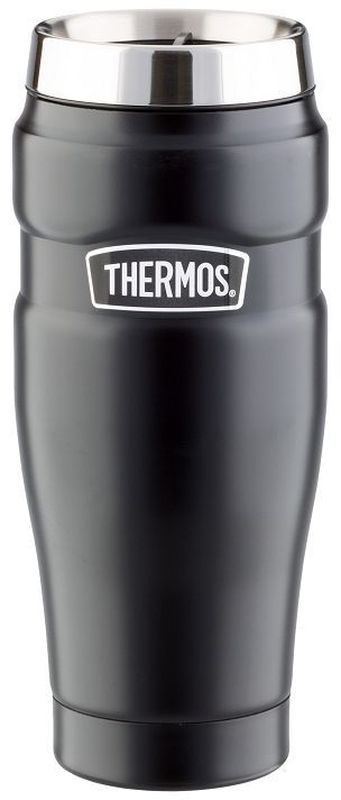 Термокружка Thermos, цвет: черный матовый, 0,47 л. SK1005015563 Термокружка Thermos, цвет: черный матовый, 0,47 л. SK1005015563Кружка-термос из нержавеющей стали имеет высокие свойства сохранения температур, которые делают её уникальной, не имеющей мировых аналогов. Великолепное покрытие, присущее всей серии King от THERMOS®, превращает кружку в великолепный подарок, украшение салона автомобиля. Можно пить, не снимая крышки. На крышке расположена удобная задвижка, которая защищает от расплескивания и попадания пыли внутрь кружки. Полностью герметична.