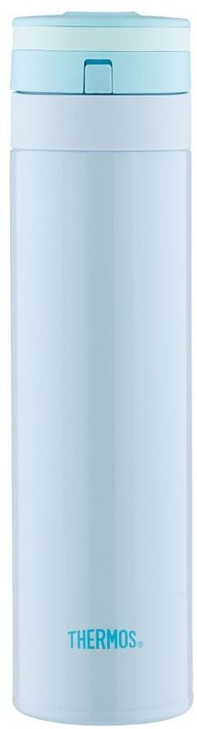 Термос Thermos, цвет: голубой, 0,45 л. JNS-450935755 Термос Thermos, цвет: голубой, 0,45 л. JNS-450935755Суперлегкий и супертонкий термос. При объеме 400 ml, весит всего 190г.Фиксатор от случайного открытия, крышка откидывается полностью и фиксируется. Подходит для автомобильных держателей.
