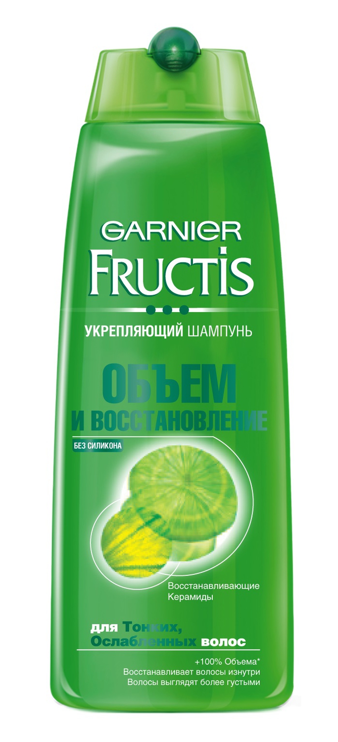 Garnier Fructis Шампунь для волос Фруктис, Объем и Восстановление, укрепляющий, для тонких и ослабленных волос, 400 мл, с Восстанавливающими КерамидамиC2928422 Garnier Fructis Шампунь для волос Фруктис, Объем и Восстановление, укрепляющий, для тонких и ослабленных волос, 400 мл, с Восстанавливающими КерамидамиC2928422Шампунь без силикона, без парабенов и 100% без утяжеления для тонких и ослабленных волос с Биоактивным комплексом, восстанавливающими керамидами и активным концентратом фруктов. Мягкая перламутровая кремообразная текстура для легкости и сияния тонких волос. Биоактивный комплекс с керамидами проникает в глубину каждого волоса, восстанавливает структуру и усиливает его изнутри. Волосы становятся более густыми и полными объема.