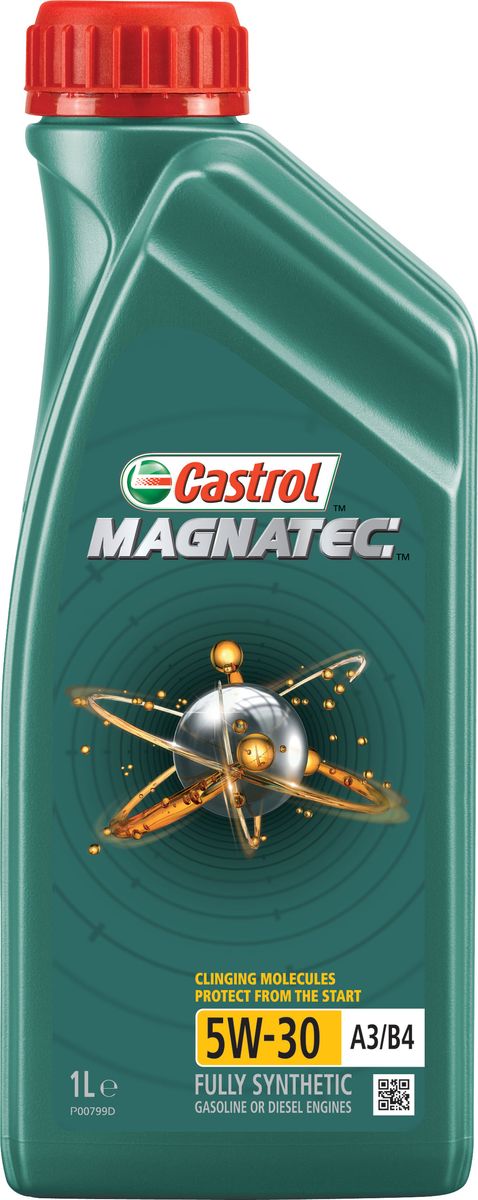 Моторное масло Castrol Magnatec 5W-30 A3/B4, 1 л156ED4 Моторное масло Castrol Magnatec 5W-30 A3/B4, 1 л156ED4Описание До 75% износа двигателя происходит во время его пуска и прогрева. Когда двигатель выключен, обычное масло стекает в поддон картера, оставляя важнейшие детали двигателя незащищенными. Молекулы Castrol Magnatec подобно магниту притягиваются к деталям двигателя и образуют сверхпрочную масляную пленку, обеспечивающую дополнительную защиту двигателя в период пуска, когда риск возникновения износа существенно возрастает. Применение Моторное масло Castrol Magnatec 5W-30 A3/B4 подходит для применения в бензиновых двигателях, в которых производитель рекомендует использовать смазочные материалы, соответствующие классу вязкости SAE 5W-30 и спецификациям API SL/CF, ACEA A3/B3 или A3/B4. Castrol Magnatec 5W-30 A3/B4 одобрено к использованию большинством автопроизводителей (см. раздел «Спецификации» в руководстве по эксплуатации автомобиля). Преимущества Молекулы Castrol Magnatec Intelligent Molecules: - в сочетании с синтетической технологией обеспечивают повышенную защиту при высоко- и...