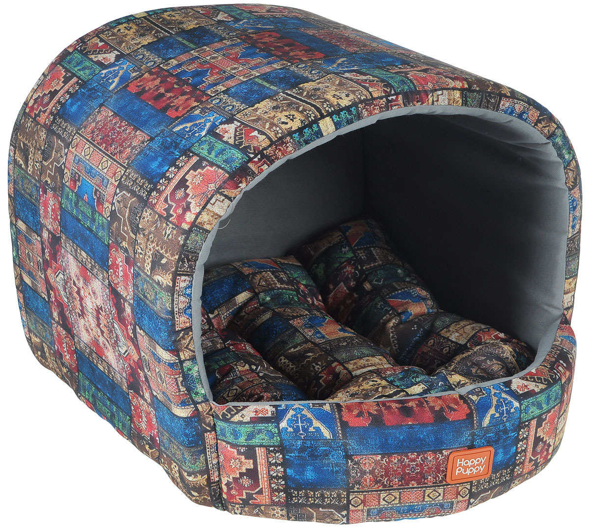 Домик для собак Happy Puppy Восточные сказки, 37 x 37 x 40 смHP-160064 Домик для собак Happy Puppy Восточные сказки, 37 x 37 x 40 смHP-160064Домик для собак Happy Puppy Восточные сказки обязательно понравится вашему питомцу. Он предназначен для собак мелких пород и изготовлен из полиэстера и хлопка, внутри - мягкий наполнитель из мебельного поролона. Стежка надежно удерживает наполнитель внутри и не позволяет ему скатываться. Домик очень удобный и уютный, он оснащен мягкой съемной подстилкой с наполнителем из холлофайбера. Ваш любимец сразу же захочет забраться внутрь, там он сможет отдохнуть и спрятаться. Компактные размеры позволят поместить домик, где угодно, а приятная цветовая гамма сделает его оригинальным дополнением к любому интерьеру. Размер подстилки: 37 х 37 х 40 см. Внутренняя высота домика (с учетом подстилки): 27 см. Толщина стенки: 3 см.