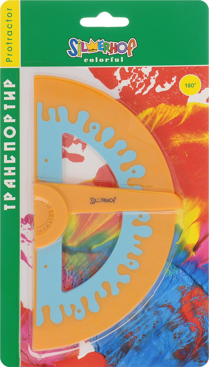 Silwerhof Транспортир Colorful 180 градусов цвет оранжевый160071 Silwerhof Транспортир Colorful 180 градусов цвет оранжевый160071Транспортир Silwerhof 180 градусов с механизмом выставления угла и прорезиненным корпусом выполнен из непрозрачного цветного пластика с ровной четкой шкалой делений.