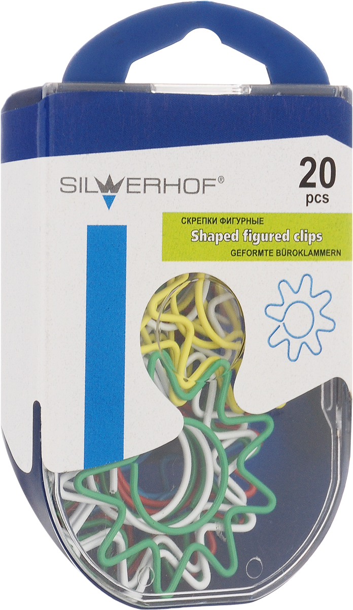Silwerhof Скрепки Солнце 20 шт493005 Silwerhof Скрепки Солнце 20 шт493005Скрепки изготовлены из высококачественной стали с цветным виниловым покрытием. Благодаря молибдену, который входит в состав скрепок. Увеличивается гибкость стали, что помогает возвращать скрепку в первоначальное состояние. Фигурные скрепки Silwerhof обеспечат не только надежное скрепление документов и бумаг, но и внесут новые яркие краски и настроения в привычную обстановку офиса.