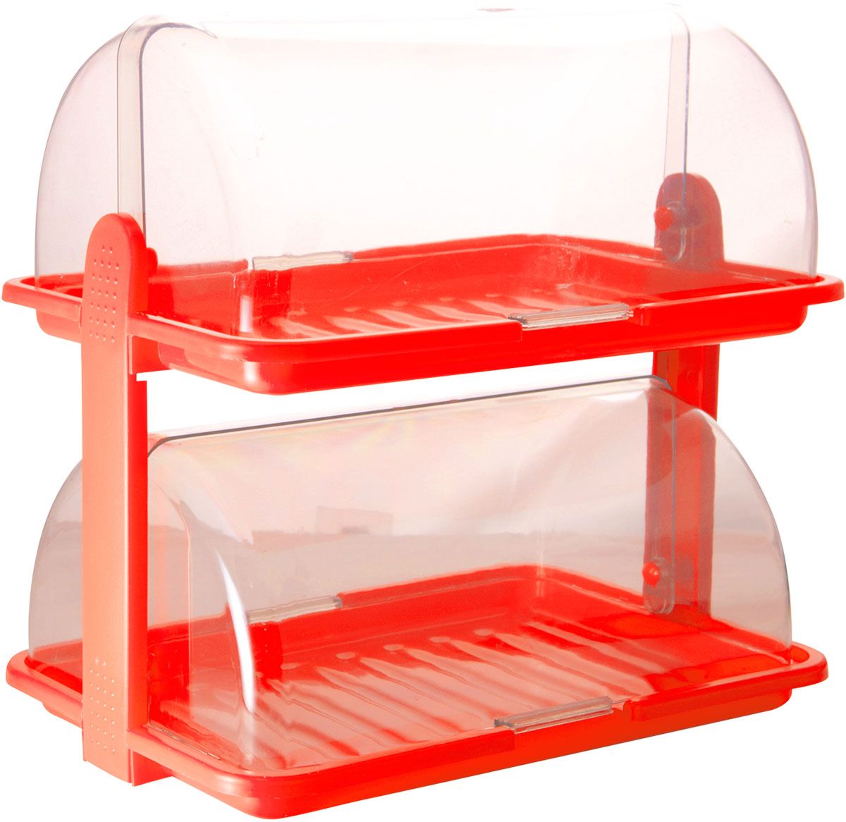 Хлебница Plastic Centre, 2-ярусная, цвет: красный, прозрачный, 38,5 х 26 х 37 смПЦ1671КР Хлебница Plastic Centre, 2-ярусная, цвет: красный, прозрачный, 38,5 х 26 х 37 смПЦ1671КРУникальная двухъярусная хлебница для любителей выпечки и свежего хлеба. Она сохранит хлеб свежим длительное время. Благодаря двум раздельным секциям можно хранить сладкую выпечку и хлеб в разных отделениях.