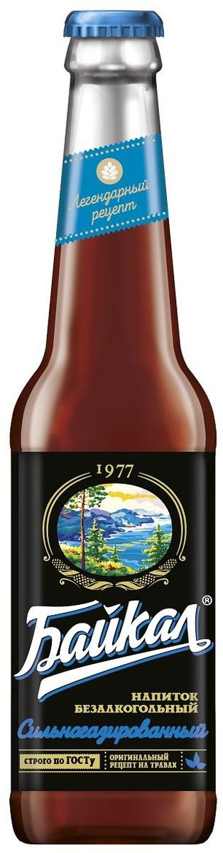 Байкал 1977 напиток безалкогольный сильногазированный, 0,33 л010500-0026842 Байкал 1977 напиток безалкогольный сильногазированный, 0,33 л010500-0026842Рецепт напитка Байкал был создан Институтом пивоваренной и безалкогольной промышленности в 1973 году. Входящие в состав лечебные травы зверобоя, корня солодки и элеутерококка придали напитку неповторимый вкус и наделили лечебными свойствами. Компания Аквалайф сохранила традиционную рецептуру, благодаря которой, напиток завоевал любовь и признание потребителей. Компания Аквалайф обладает эксклюзивными правами на производство и реализацию напитка Байкал, как на территории России, так и в 30 странах мира.