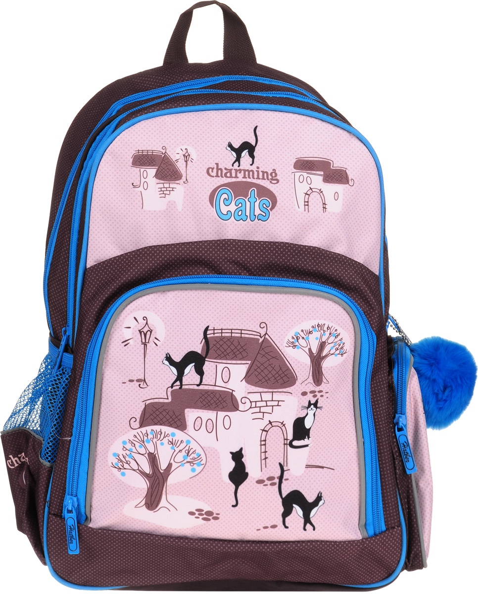 Hatber Рюкзак Soft Charming catsNRk_16058 Hatber Рюкзак Soft Charming catsNRk_16058Серия Soft - это облегченный рюкзак из прочного полиэстера для детей младшего и среднего школьного возраста. Имеет 2 отделения, большой передний карман на молнии и 2 боковы х кармана. Размер 41 х 29 х 14 см.