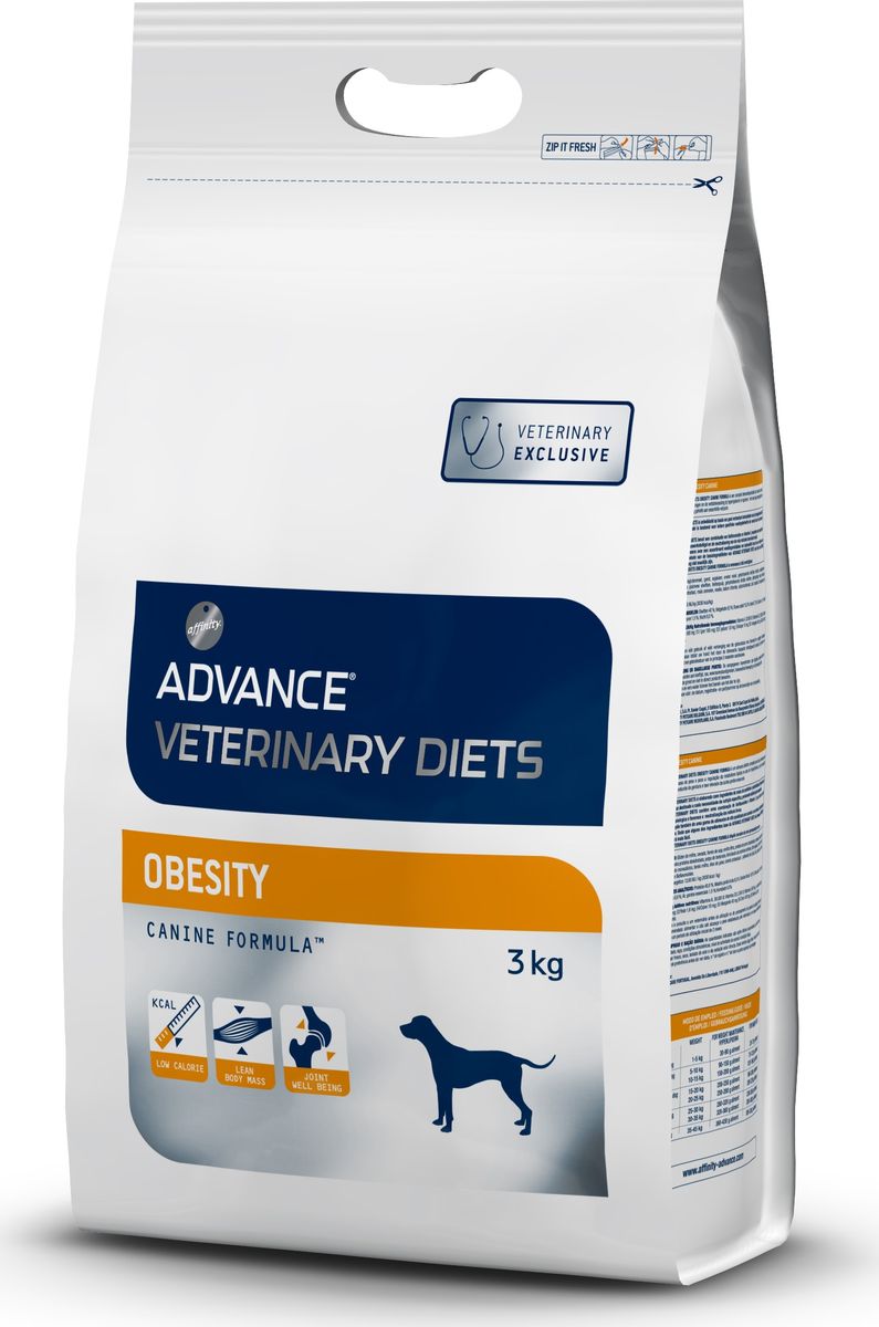 Корму сухой Advance для собак при ожирении Obesity Management, 3 кг. 58831113272 Корму сухой Advance для собак при ожирении Obesity Management, 3 кг. 58831113272Advance – высококачественный корм супер-премиум класса Испанской компании Affinity Petcare, которая занимает лидирующие места на Европейском и мировом рынках. Корм разработан с учетом всех особенностей развития и жизнедеятельности собак и кошек. В линейке кормов Advance любой хозяин может подобрать необходимое питание в соответствии с возрастом и уникальными особенностями своего животного, а также в случае назначения специалистами ветеринарной диеты. маисовый глютен, ячмень, мука из соевых бобов,гороховые волокна, дегидрированный белок свинины, картофельный протеин, пшеничный глютен, дегидрированный белок курицы,свекольный жом, гидролизированные белки животного происхождения, растительные волокна, мука из маиса, кокосовое масло, монокальций фосфат, кукурузные отруби,рыбий жир, хлорид калия,карбонат кальция, соль, соевое масло. Affinity Petcare имеет собственную лабораторию, а также сотрудничает со множеством международных исследовательских центров, благодаря чему специалисты постоянно...