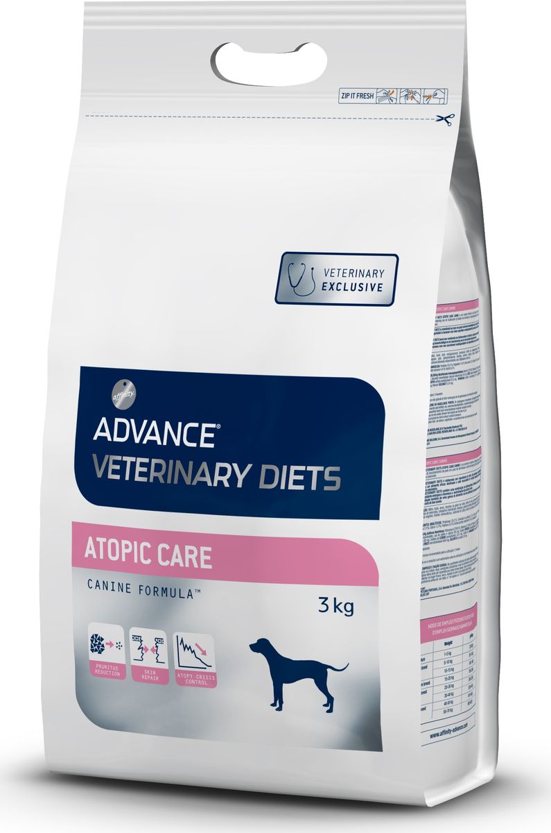 Корму сухой Advance для собак при дерматозах и аллергии Atopic, 3 кг. 52931013283 Корму сухой Advance для собак при дерматозах и аллергии Atopic, 3 кг. 52931013283Advance – высококачественный корм супер-премиум класса Испанской компании Affinity Petcare, которая занимает лидирующие места на Европейском и мировом рынках. Корм разработан с учетом всех особенностей развития и жизнедеятельности собак и кошек. В линейке кормов Advance любой хозяин может подобрать необходимое питание в соответствии с возрастом и уникальными особенностями своего животного, а также в случае назначения специалистами ветеринарной диеты. маис,форель, рис, маисовый глютен, дегидрированная форель, животные жиры, картофельный протеин, свекольный жом, гидролизированный коллаген,дрожжи, гидролизированные белки животного происхождения, соевое масло, рыбий жир, растительные волокна, монокальций фосфат,карбонат кальция, хлорид калия, соль, листья оливы Affinity Petcare имеет собственную лабораторию, а также сотрудничает со множеством международных исследовательских центров, благодаря чему специалисты постоянно совершенствуют рецептуру и полезные свойства своих кормов. В составе...