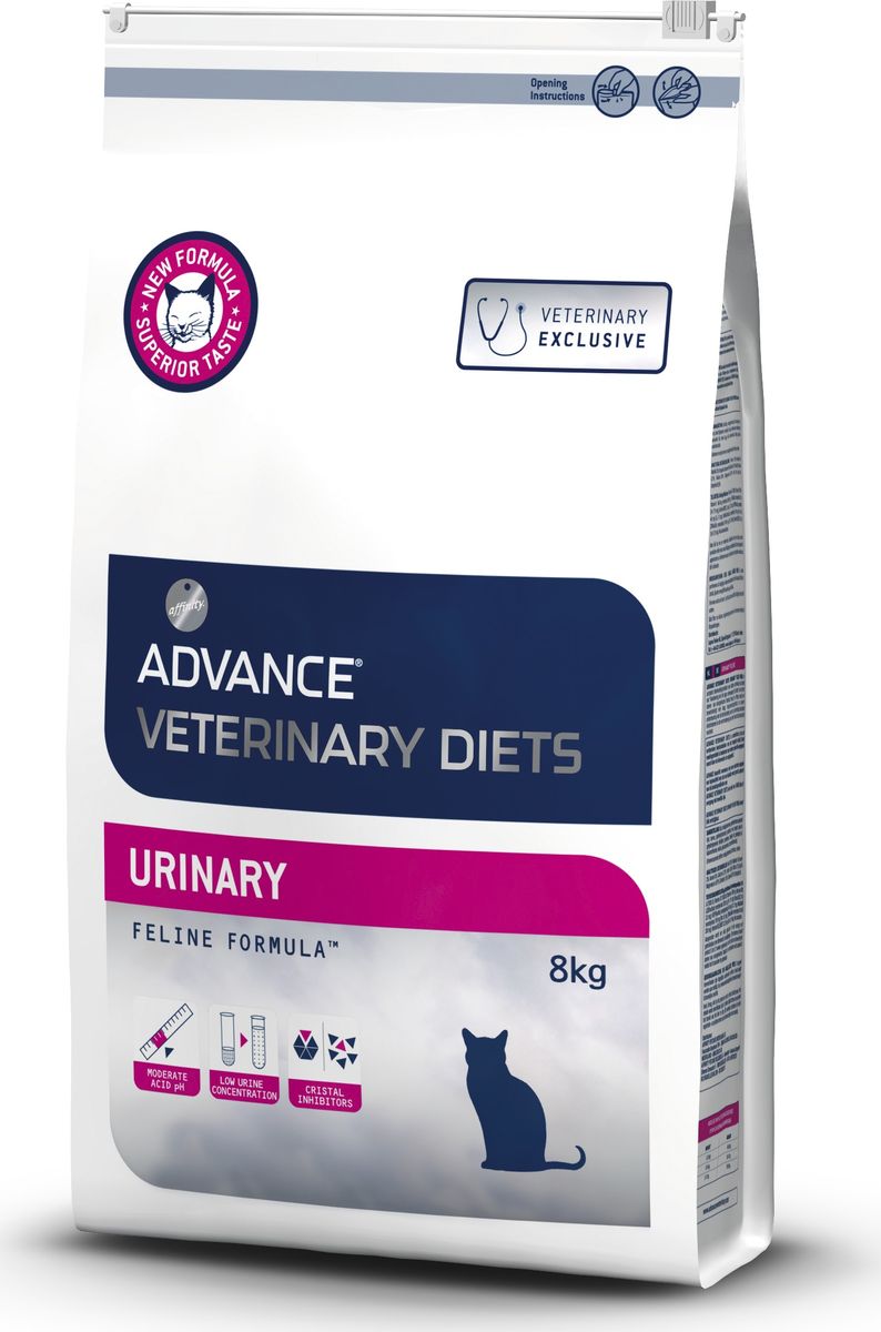 Корму сухой Advance для кошек при мочекаменной болезни Urinary, 8 кг. 59671020753 Корму сухой Advance для кошек при мочекаменной болезни Urinary, 8 кг. 59671020753Advance – высококачественный корм супер-премиум класса Испанской компании Affinity Petcare, которая занимает лидирующие места на Европейском и мировом рынках. Корм разработан с учетом всех особенностей развития и жизнедеятельности собак и кошек. В линейке кормов Advance любой хозяин может подобрать необходимое питание в соответствии с возрастом и уникальными особенностями своего животного, а также в случае назначения специалистами ветеринарной диеты. Курица (18%), маис, мука из маиса, дегидрированное мясо курицы, ячмень (8%), животный жир, пшеница, пшеничный глютен,дегидрированный белок свинины, гидролизированный белок животного происхождения,дегидрированный белок лосося, растительные волокна,яичный порошок, рыбий жир, дрожжи, инулин, хлористый калий, плазменный протеин, соль, глюкозамин, хондроитинсульфат, природные полифенолы. Affinity Petcare имеет собственную лабораторию, а также сотрудничает со множеством международных исследовательских центров, благодаря чему специалисты...
