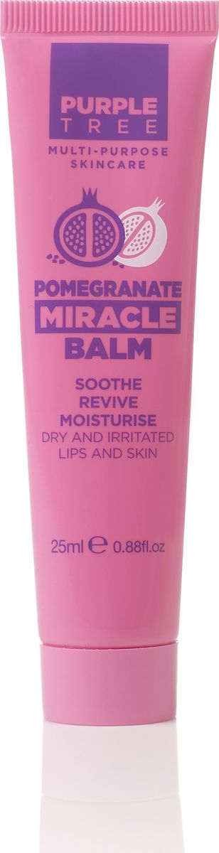 Purple Tree Бальзам для губ Miracle Balm Pomegranate, 25 мл000126 Purple Tree Бальзам для губ Miracle Balm Pomegranate, 25 мл000126Экстракт Граната оказывает вяжущее, бактерицидное, противовоспалительное действие, снимает раздражение, восстанавливает естественный баланс кожи. Сильный антиоксидант, который борется со свободными радикалами и признаками старения, глубоко питает эпидермальный слой кожи и способствует повышению упругости и эластичной кожи.