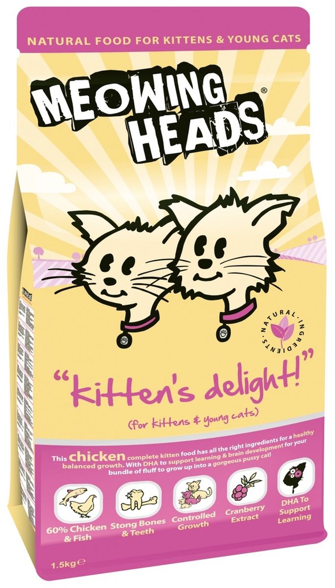 Корм сухой Barking Heads Восторг котенка для котят, с курицей и рисом, 1,5 кг20582 Корм сухой Barking Heads Восторг котенка для котят, с курицей и рисом, 1,5 кг20582Полноценный корм для котят и молодых кошек «kitten’s delight» (для котят и молодых кошек). Состав: 70% Курицы и Рыбы (21,5% свежего куриного филе, 20% дегидрированного куриного мяса, 12% дегидрированной рыбы, 11% сухого яичного продукта, 2,5% куриного жира, 2% Куриного бульона, 1% лососевого жира), Рис, Овес, Томаты, Морские водоросли, Овощная клетчатка, Морковь, Клюква Никаких синтетических красителей, ароматизаторов или консервантов. Гарантированный анализ (%): Белок 35%, Процент содержания жира 18%, Клетчатка 2,75%, Зола 9%, Влага 7%, Омега-6 2%, Омега-3 0,8%, Таурин 1000 мг/кг Питательные добавки (на килограмм) Таурин 1000 мг Витамины: Витамин А 30850 МЕ, Витамин D3 2095 МЕ, Витамин Е 400 МЕ/кг Комплекс микроэлементов: Моногидрат сульфата железа 741 мг, Моногидрат сульфата цинка 514 мг, Моногидрат сульфата марганца 101 мг, Пентагидрат сульфата меди 37 мг, Безводный йодат кальция 4,55 мг, Селенит натрия 0,514 мг.