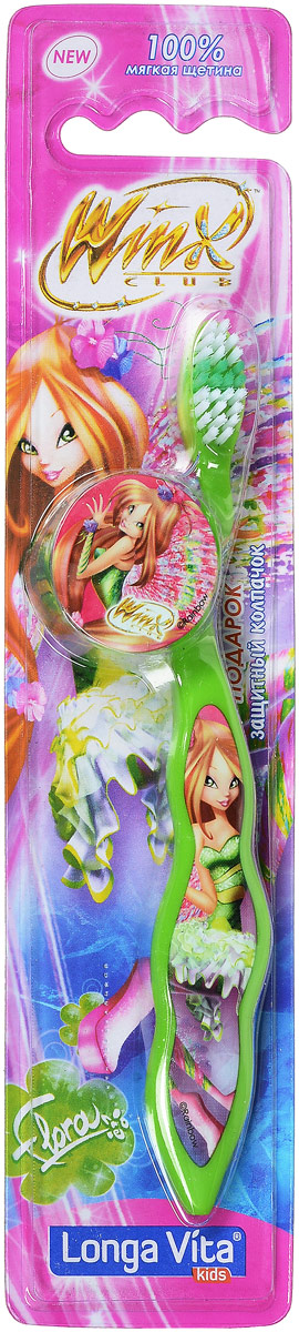 Longa Vita Детская зубная щетка Winx, мягкая, цвет: зеленый, с защитным колпачком, от 3-х лет125196_зелёный Longa Vita Детская зубная щетка Winx, мягкая, цвет: зеленый, с защитным колпачком, от 3-х лет125196_зелёныйLonga Vita Детская зубная щетка Winx, мягкая, цвет: зеленый, с защитным колпачком, от 3-х лет
