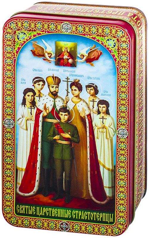Шкатулка подарочная Святые Царственные Великомученики черный листовой чай ОРА, 100 г40125 Шкатулка подарочная Святые Царственные Великомученики черный листовой чай ОРА, 100 г40125Цейлонский крупнолистовой байховый чёрный чай Стандарта OPA в подарочной шкатулке. Последний российский император Николай II, его жена и пятеро детей. Были канонизированы Русской Православной Церковью, и почитаются ею как Царственные страстотерпцы.