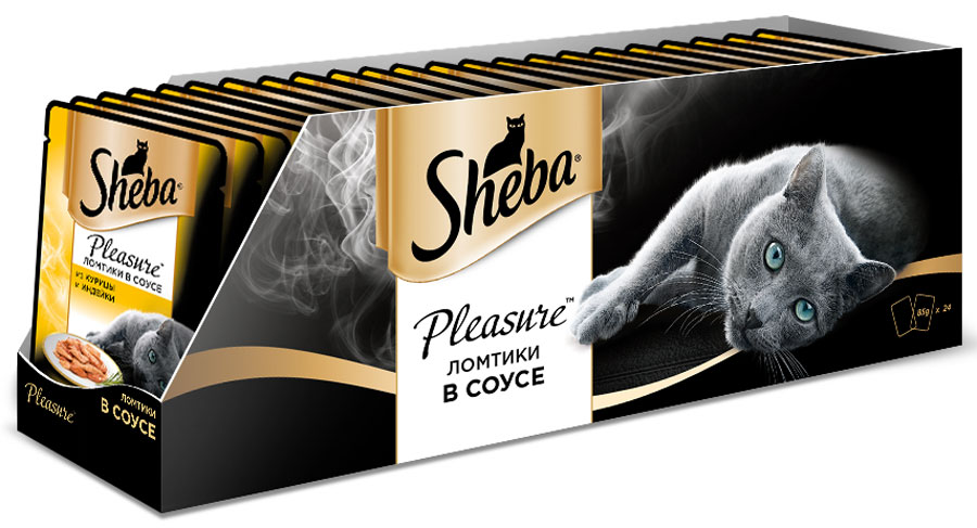 Консервы для взрослых кошек Sheba Pleasure, с курицей и индейкой в соусе, 85 г х 24 шт40745 Консервы для взрослых кошек Sheba Pleasure, с курицей и индейкой в соусе, 85 г х 24 шт40745Корм для кошек Sheba Pleasure - это полнорационный консервированный корм для взрослых кошек. Не содержит сои, искусственных красителей и ароматизаторов. Изысканное блюдо со вкусом курицы и индейки - яркий пример того, как простые ингредиенты в руках истинного кулинара превращаются в удивительно вкусное блюдо. Сочные, тающие во рту кусочки курицы и индейки рождают нежный вкус, который подарит настоящее удовольствие вашей кошке. Состав: мясо и субпродукты (курица минимум 30%, индейка минимум 4%), таурин, витамины и минеральные вещества. Пищевая ценность (100 г): белки - 11,0 г, жиры - 3,0 г, зола - 2,0 г, клетчатка - 0,3 г, витамин А - не менее 90 МЕ, витамин Е - не менее 1,0 МЕ, влага - 82 г. Энергетическая ценность (100 г): 75 ккал/314 кДж. Вес: 24 шт х 85 г. Товар сертифицирован. Уважаемые клиенты! Обращаем ваше внимание на возможные изменения в дизайне упаковки. Качественные характеристики товара...