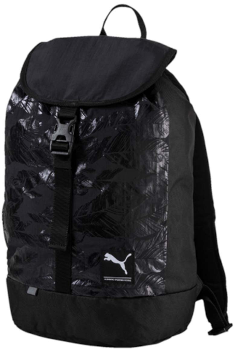 Рюкзак Puma Academy Female Backpack, цвет: черный. 0744740107447401 Рюкзак Puma Academy Female Backpack, цвет: черный. 0744740107447401Рюкзак Puma выполнен из текстиля, закрывается на затягивающийся шнурок и клапан с фастексом. Модель с одним отделением, боковая сторона дополнена сетчатым карманом. Рюкзак оснащен регулируемыми по длине плечевыми лямками и петлей для подвешивания.