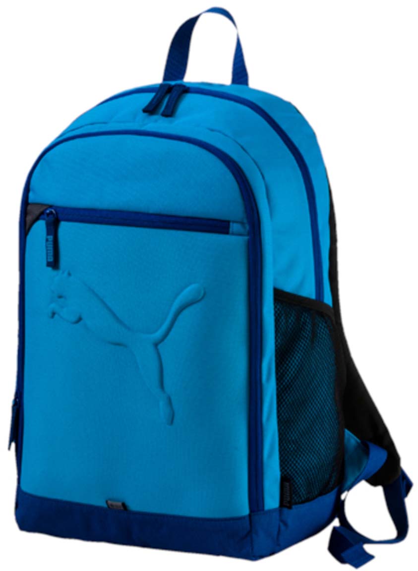 Рюкзак Puma Buzz Backpack, цвет: лазурный. 0735811907358119 Рюкзак Puma Buzz Backpack, цвет: лазурный. 0735811907358119Рюкзак Puma выполнен из текстиля. Модель с двумя отделениями. Передняя стенка оформлена объемным карманом на молнии. Рюкзак оснащен регулируемыми по длине плечевыми лямками и петлей для подвешивания.