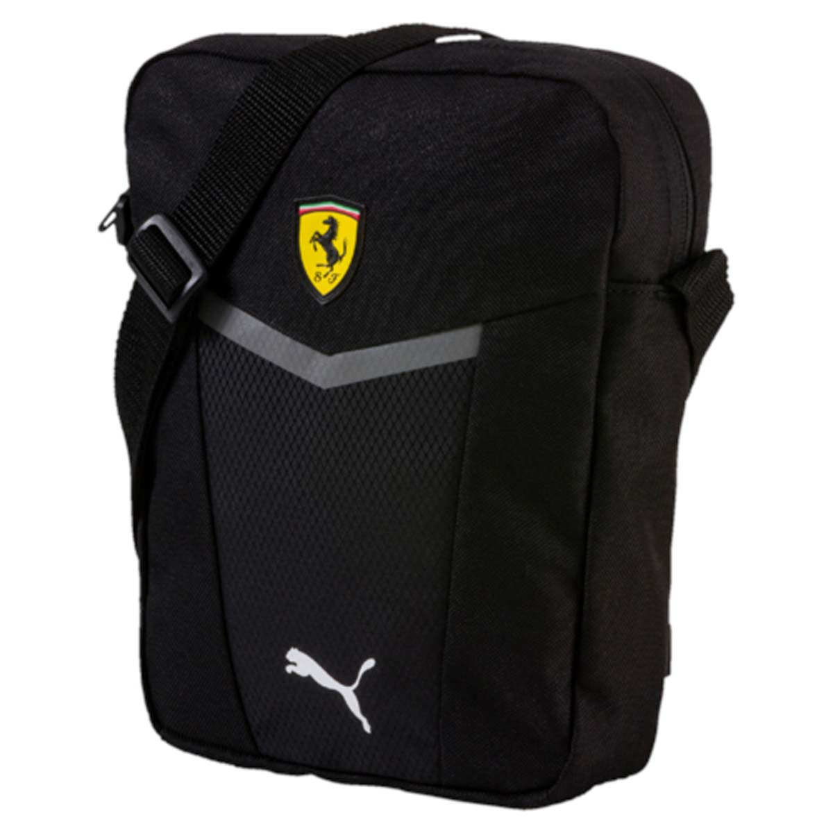 Сумка городская Puma Ferrari Fanwear Portable, цвет: черный. 0745020207450202 Сумка городская Puma Ferrari Fanwear Portable, цвет: черный. 0745020207450202Сумка Ferrari Fanwear Portable - стильный аксессуар для городского образа. Модель оснащена регулируемым плечевым ремешком. Сумка имеет большое основное отделение на молнии и несколько маленьких карманов для хранения ключей, телефона и прочих мелочей. У модели регулируемая плечевая лямка с пластиковой накладкой, металлические язычки молний с логотипом бренда, мягкая спинка.