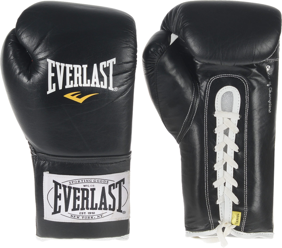 Перчатки боевые Everlast 1910 Fight, цвет: черный, белый. Вес 10 унций. Размер XL291101 Перчатки боевые Everlast 1910 Fight, цвет: черный, белый. Вес 10 унций. Размер XL291101Классическая модель перчаток Everlast 1910 Fight создана специально для поединков на профессиональном ринге с учетом всех регламентов и требований, предъявляемых к такой экипировке. Выполнены из натуральной кожи. Набивка из многослойного пенного наполнителя обеспечивает достаточно высокий уровень защиты рук спортсмена и снижает жесткость перчаток. Удобное положение руки в перчатке не требует усилий для сжатия кулака, что позволит вам наносить более жесткие удары при меньших энергозатратах. Данные перчатки прошли сертификацию и получили одобрение к использованию от всех американских и Международных боксерских организаций и федераций включая WBC, IBO, WBA, WBO и IBF.
