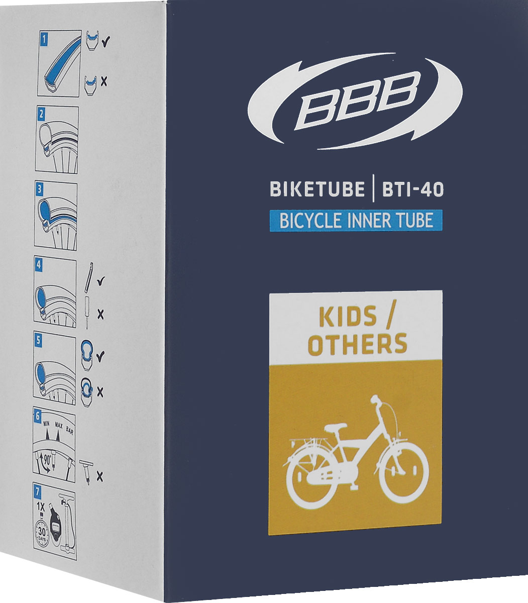 Камера велосипедная BBB, диаметр 24BTI-40 Камера велосипедная BBB, диаметр 24BTI-40Камера BBB изготовлена из долговечного резинового компаунда. Никаких швов, которые могут пропускать воздух. Достаточно большая для защиты от проколов и достаточно небольшая для снижения веса. Велосипедные камеры - обязательный атрибут каждого велосипедиста! Никогда не выезжайте из дома на велосипеде, не взяв с собой запасную велосипедную шину! Диаметр колеса: 24. Допустимый размер сечения покрышки: 1. Ниппель: AV 40 мм. Толщина стенки: 0,87 мм. Категория: универсальная.