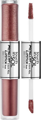 Touch In Sol Metallist Liquid Foil Двойная жидкая помада для губ, 2.5мл, №3 Maria8809344227911 Touch In Sol Metallist Liquid Foil Двойная жидкая помада для губ, 2.5мл, №3 Maria8809344227911Инновационная жидкая двойная помада, перед которой сложно устоять. Матовая основа с одной стороны и мерцающие частицы с другой придают губам соблазнительное сияние. Основа с приглушенным металлическим пигментом и увлажняющий глитер создадут желанный металлический финиш. Легкая кремовая текстура, модные, дерзкие оттенки, разработаны по специальной технологии, которая обеспечивает супер стойкость цвета. НЕ СОДЕРЖИТ: парабены, сульфаты, фталаты.