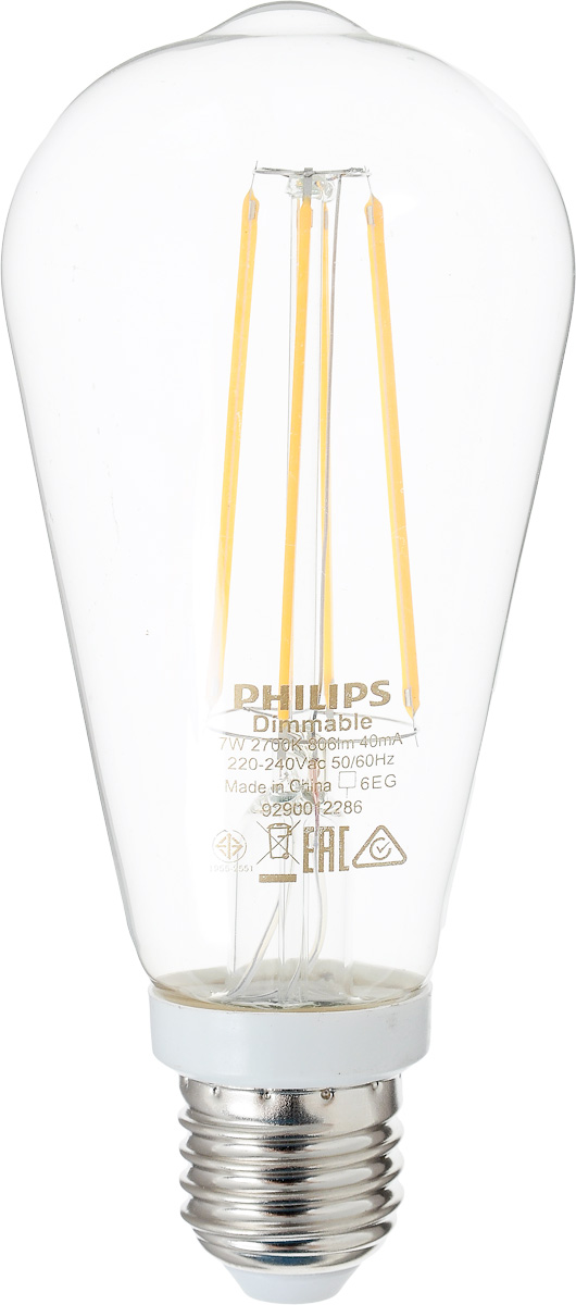 Лампа светодиодная Philips LED Classic, цоколь E27, 7W, 2700КЛампа LEDClassic 7-70W ST64 E27 WW CL D Лампа светодиодная Philips LED Classic, цоколь E27, 7W, 2700КЛампа LEDClassic 7-70W ST64 E27 WW CL DСовременные светодиодные лампы LED Classic экономичны, имеют долгий срок службы и мгновенно загораются, заполняя комнату светом. Светодиодные лампы позволят создать уютную и приятную обстановку в любой комнате вашего дома. Светодиодные лампы потребляют на 90% меньше электроэнергии, чем обычные лампы накаливания, излучая при этом привычный и приятный свет. Срок службы светодиодной лампы составляет до 15 000 часов, что соответствует общему сроку службы пятнадцати ламп накаливания. Благодаря этому менять лампы приходится значительно реже, что сокращает количество отходов. Напряжение: 220-240 В.
