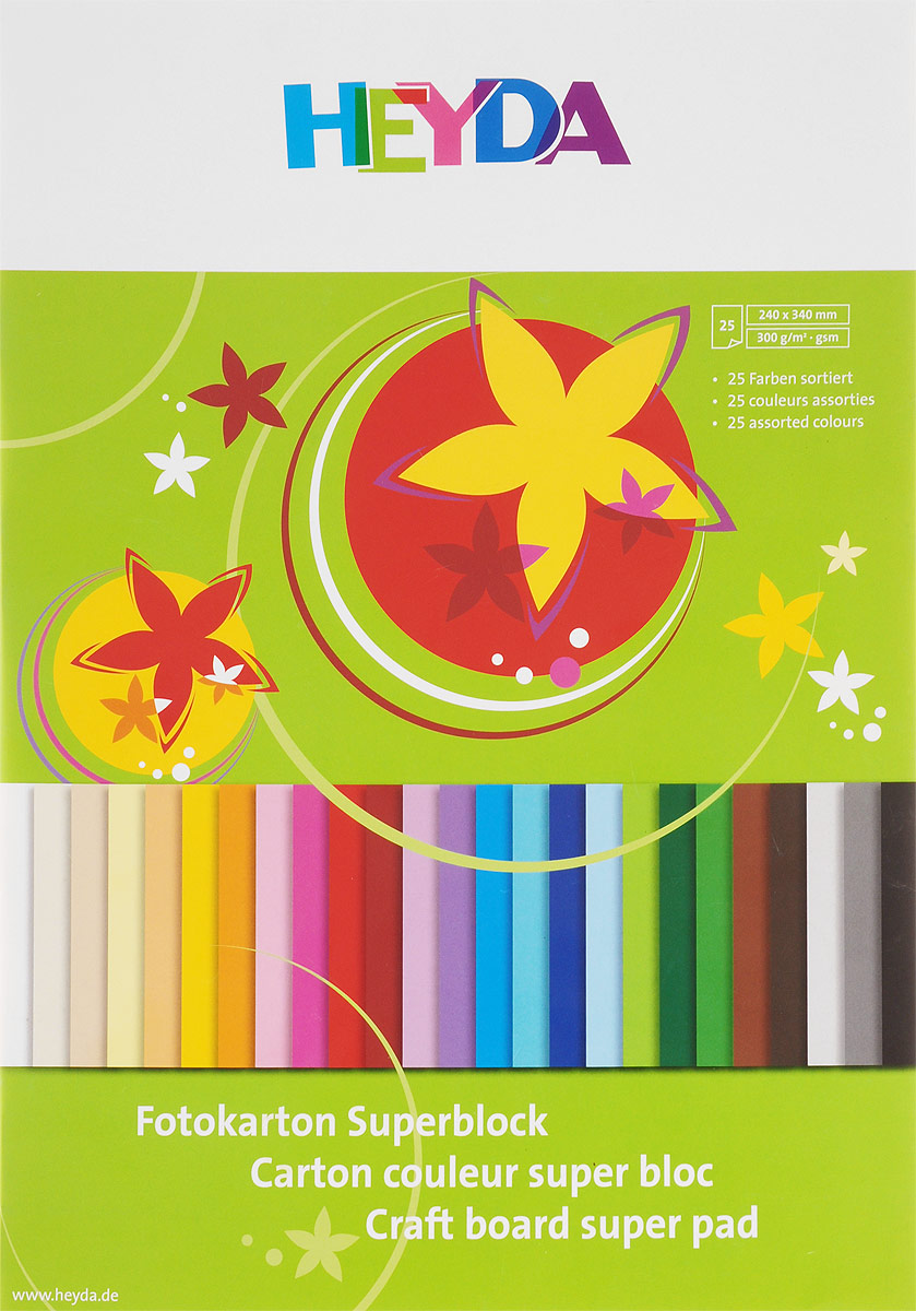 Heyda Цветной картон 25 листов47725-09\BCD-Heyda Heyda Цветной картон 25 листов47725-09\BCD-HeydaНабор цветного картона Heyda позволит создавать всевозможные аппликации и поделки. Набор включает 25 листов цветного картона размера 24 см х 34 см. Создание поделок из цветного картона позволяет ребенку развивать творческие способности, кроме того, это увлекательный досуг.