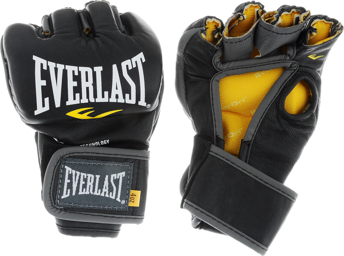 Перчатки боевые Everlast MMA Competition, без пальца цвет: черный, белый, желтый. Размер S7674SU Перчатки боевые Everlast MMA Competition, без пальца цвет: черный, белый, желтый. Размер S7674SUEverlast MMA Competition - удобные и прочные перчатки для занятий Смешанными Боевыми Искусствами, сшитые специально для профессионалов. Благодаря своему обновленному эргономичному дизайну, эти боевые перчатки прекрасно подходят как для отработки захватов во время тренировок, так и для выступлений на соревнованиях. Перчатки изготовлены из высококачественной натуральной кожи, что обеспечивает значительный запас прочности и высокую износоустойчивость. Широкая застежка на липучке позволяет подогнать перчатки под вашу руку, в тоже время плотно фиксируя запястье, что значительно снижает риск получить травму во время боя. Если вам необходимы новые перчатки для выступления на соревнованиях, смело выбирайте Everlast MMA Competition.