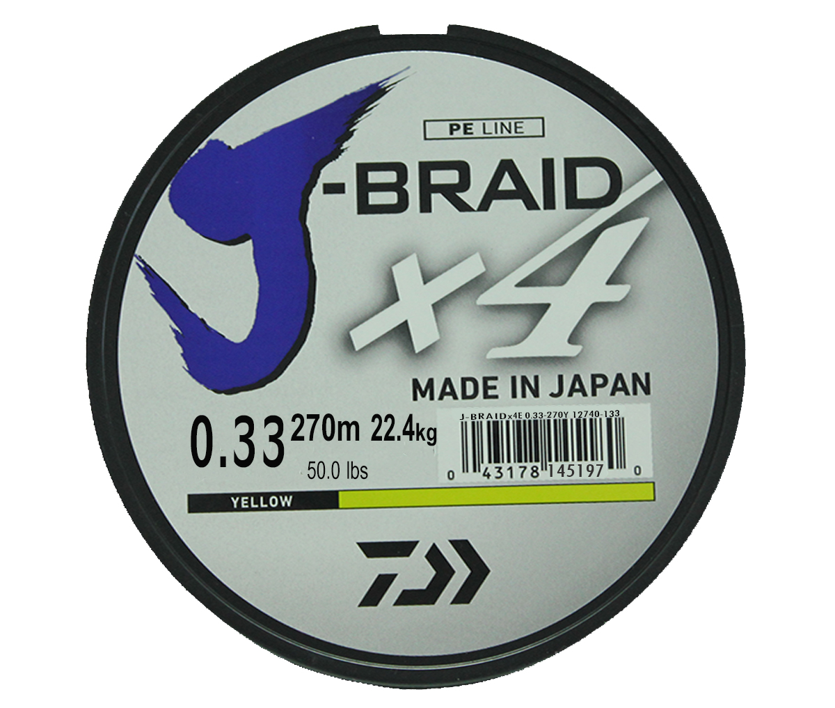 Шнур плетеный Daiwa J-Braid X4, цвет: флуоресцентный желтый, 270 м, 0,33 мм61156 Шнур плетеный Daiwa J-Braid X4, цвет: флуоресцентный желтый, 270 м, 0,33 мм61156Новый 4х жильный шнур J-Braid, DAIWA - шнур высокого класса с удивительным соотношением цены и качества. Качество плетения полностью соответствует японским стандартам и удовлетворяет всем требованиям. Представленные диаметры позволяют использовать шнур для всех техник ловли, начиная от ultra- light ловли окуня, до морской ловли палтуса, трески и т.д
