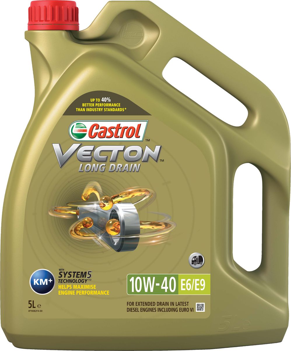Моторное масло Vecton Long Drain 10W-40 E6/E9, 5 л157AF2 Моторное масло Vecton Long Drain 10W-40 E6/E9, 5 л157AF2Castrol Vecton Long Drain 10W-40 Е6/Е9 – полностью синтетическое моторное масло со сниженной зольностью (Low SAPS*). Произведено с использованием уникальной технологии “System 5”TM, позволяющей достичь повышения эффективности работы масла вплоть до 40%**. Разработано для использования с увеличенными интервалами замены в дизельных двигателях европейских, американских и японских производителей оснащенных сажевым фильтром (DPF) в соответствии со спецификациями автопроизводителей. * Low SAPS означает, что композиция смазочного материала содержит меньшее количество сульфатной золы (Sulphated Ash), фосфора (Phosphorus) и серы (Sulphur) в сравнении с обычными смазочными материалами. ** согласно испытаниям Castrol Vecton Long Drain 10W-40 Е6/Е9, проведенным в независимой лаборатории, превышение требований отраслевых стандартов достигало 40% в таких тестах, как стойкость к окислению, отложения на поршне, диспергирование сажи, противоизносные свойства и защита от коррозии. Применение Castrol...