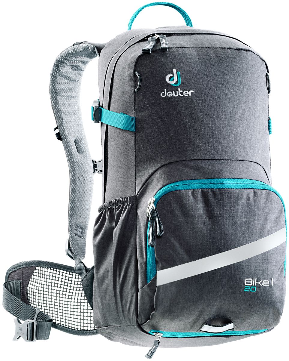 Рюкзак Deuter Bike I 20, цвет: голубой, темно-серый, 30 л3203317_4331 Рюкзак Deuter Bike I 20, цвет: голубой, темно-серый, 30 л3203317_4331- съемный держатель для шлема - прекрасная вентиляция, плотное прилегание к спине, благодаря системе Airstripes с регулируемыми стойками каркаса (Bike I 18 SL & 20) - максимальная вентиляция благодаря сетчатой FlexLite спинке AIRCOMFORT (Bike I Air EXP 16) - хорошо вентилируемые, легкие, сетчатые набедренные крылья пояса (Bike I 18 SL, Air EXP 16 & 20) - поясной ремень (Bike I 14) - чехол от дождя на молнии - удобные плечевые лямки с мягкими краями Soft-Edge - съемный, складывающийся дождевик - компрессионные ремни - большой карман на молнии с органайзером и карабинчиком для ключей и отделениями для мобильного телефона, бумажника, инструментов и т.д. - легкодоступное отделение на молнии для смартфона или карты на задней стороне - эластичные боковые карманы - большие 3M отражающие полосы на переднем кармане - светоотражающая петля для габаритного фонарика - отделение для влажной одежды - совместимость с питьевой системой ...