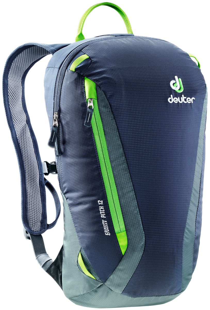 Рюкзак Deuter Gravity Pitch 12, цвет: темно-серый, темно-синий, 12 л3362117_3400 Рюкзак Deuter Gravity Pitch 12, цвет: темно-серый, темно-синий, 12 л3362117_3400- конусная форма для легкой упаковки - Очень легкий и удобный благодаря подвесной системе Lite Back с U-образным каркасом из пластика DELRIN® - изогнутые, узкие лямки с регулировкой для идеальной подгонки - нагрудный ремень с сигнальным свистком - просторный карман на молнии для куртки и т.д. - петли для навески снаряжения и шлемодержателя - две дополнительных петли на передней стороне лямок для оттяжек и т.д. - усиленная ручка в верхней части Материал: 100D Pocket Rip Mini Вес: 390 г Объем: 12 л Размеры: 44 x 24 x 14 см