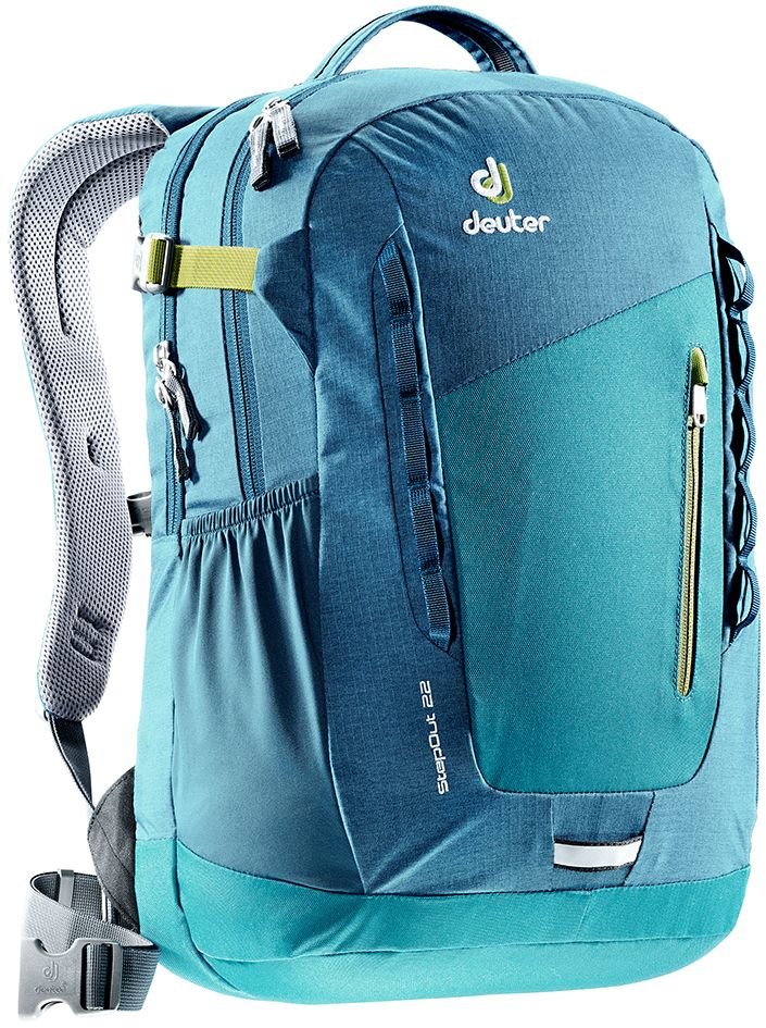 Рюкзак Deuter StepOut 22, цвет: голубой, темно-синий, 22 л3810415_3325 Рюкзак Deuter StepOut 22, цвет: голубой, темно-синий, 22 л3810415_3325- спинка Airstripes для великолепной вентиляции - очень комфортные, эргономичные, мягкие плечевые лямки - легкий доступ в основное отделение через двухходовую U-образную молнию - отделение для документов - отстегивающийся карабинчик для ключей - передний карман на молнии - эластичные боковые карманы - петля для габаритного фонарика - ручка для переноски - петли для навески - главное отделение под размер папки - дополнительное основное отделение под ноутбук размером 15,6 - внутренний карман для ценных вещей - один боковой карман на молнии - регулируемый нагрудный ремешок - съемный набедренный пояс Вес: 790 г Объем: 22 л Размеры: 46 x 30 x 19 см Материал: Super-Polytex/Macro Lite 210