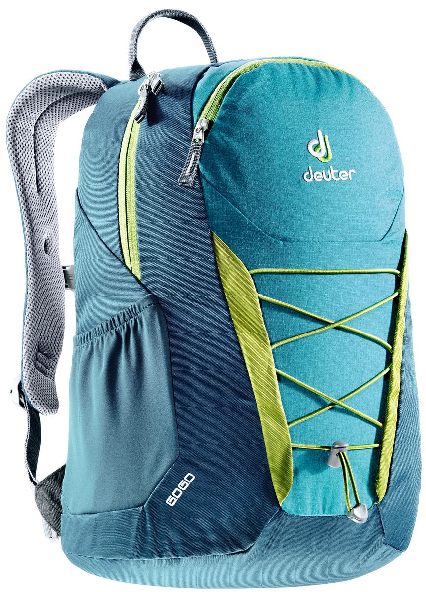 Рюкзак Deuter Gogo, цвет: голубой, темно-синий, 25 л3820016_3325 Рюкзак Deuter Gogo, цвет: голубой, темно-синий, 25 л3820016_3325- спинка Airstripes для великолепной вентиляции - очень комфортные, эргономичные, мягкие плечевые лямки - легкий доступ в основное отделение через двухходовую U-образную молнию - передний карман на молнии с карабинчиком для ключей - эластичные боковые карманы - нагрудный ремешок с плавной регулировкой - сменный поясной ремень - главное отделение размером папки для бумаг - отделение для документов - эластичный корд на фронтальной части рюкзака - внутренний карман для ценных вещей Вес: 590 г Объем: 25 л Размеры: 46 x 30 x 21 см Материал: Super-Polytex