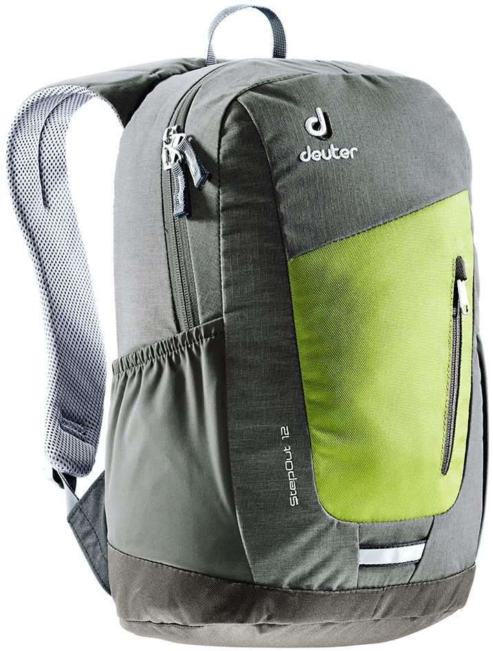 Рюкзак Deuter StepOut 12, цвет: оливковый, серый, 12 л3810215_2418 Рюкзак Deuter StepOut 12, цвет: оливковый, серый, 12 л3810215_2418- спинка Airstripes для великолепной вентиляции - очень комфортные, эргономичные, мягкие плечевые лямки - легкий доступ в основное отделение через двухходовую U-образную молнию - отделение для документов - отстегивающийся карабинчик для ключей - передний карман на молнии - эластичные боковые карманы - петля для габаритного фонарика Вес: 450 г Объем: 12 л Размеры: 41 x 24 x 14 см Материал: Super-Polytex/Macro Lite 210