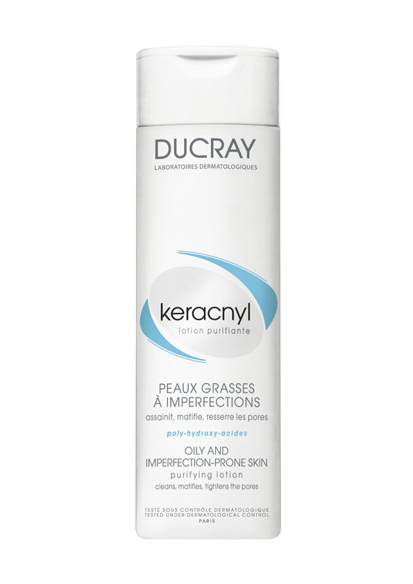 Ducray Очищающий лосьон Keracnyl 200 млC18624 Ducray Очищающий лосьон Keracnyl 200 млC18624Сочетание очищающей основы и увлажняющих компонентов обеспечивает бережное очищение. Комбинация Воды гамамелиса и Альфа-бисаболола очищает и обеспечивает контроль блеска, матирует, сужает поры, успокаивает кожу.