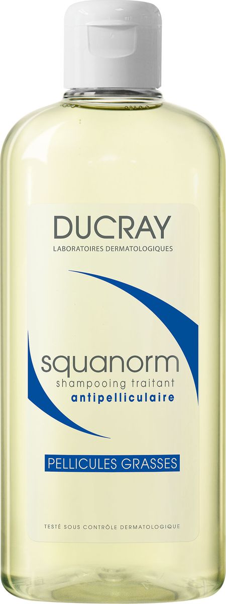Ducray Шампунь Squanorm от жирной перхоти 200 млC27663 Ducray Шампунь Squanorm от жирной перхоти 200 млC27663Шампунь Squanorm (Скванорм) рекомендуется при перхоти жирной кожи головы, сопровождающейся зудом. Результат: С 1-го применения устраняет перхоть и успокаивает кожу головы, сохраняя результат надолго. Шампунь придает волосам дополнительный объем, блеск и легкость в расчёсывании. Освежающая отдушка делает использование шампуня приятным. Шампунь не повреждает цвет окрашенных волос. Основные компоненты: ПИРОКТОН ОЛАМИН эффективно очищает, воздействуя на первопричину возникновения перхоти - грибы рода Malassezia. Запатентованный кератолитический ингредиент ГУАНИДИН ГЛИКОЛЯТ предотвращает появление чешуек перхоти. ЭКСТРАКТ ПАЛЬМЫ САБАЛЬ регулирует чрезмерную работу сальных желез. БИСАБОЛОЛ снимает зуд, успокаивая кожу.