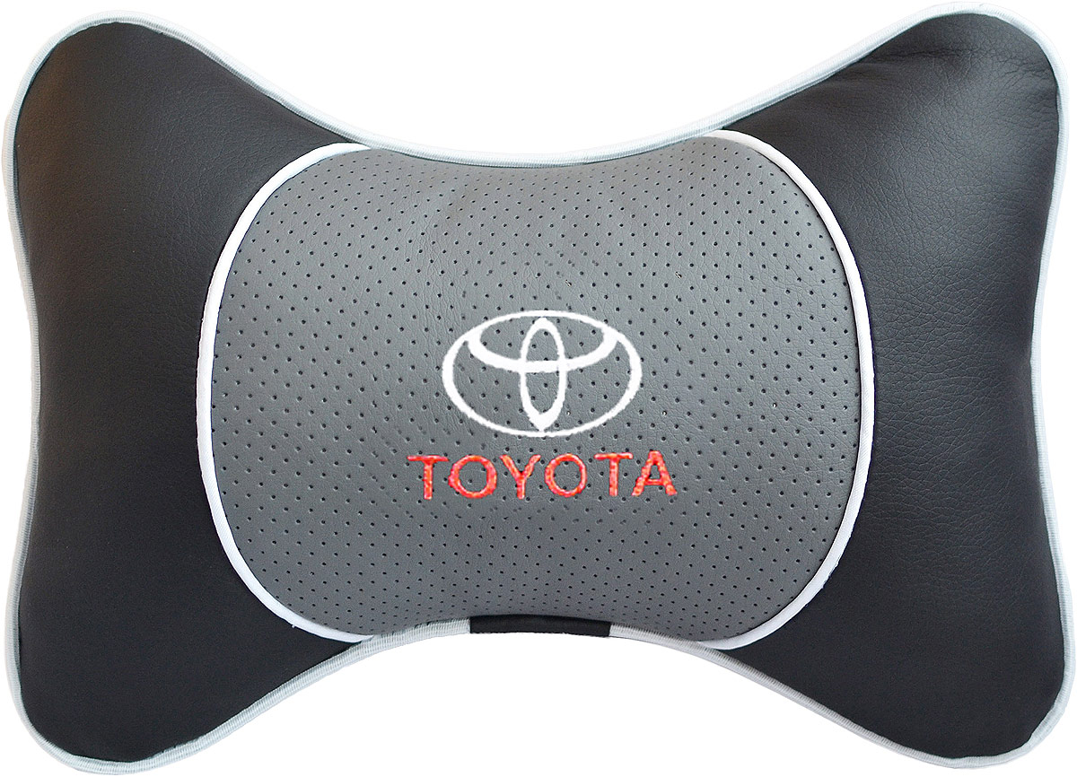 Подушка на подголовник Auto Premium Toyota, цвет: серый. 3754937549 Подушка на подголовник Auto Premium Toyota, цвет: серый. 3754937549Подушка на подголовник Люкс выполнена из черной гладкой экокожи, вставка из серой перфорированной экокожи имеет обрамление мягким кантом. Для нанесения вышивки используются высококачественные итальянские нитки. Подушка на подголовник - это прежде всего лучший способ создать комфорт для шеи и головы во время пребывания в автомобильном кресле. Такая подушка будет удобна как водителю, так и пассажиру. При производстве используются высококачественные, износостойкие материалы и гипоаллергенные наполнители.
