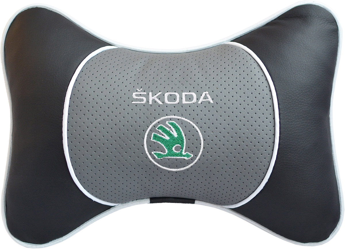 Подушка на подголовник Auto Premium Skoda, цвет: серый. 3755237552 Подушка на подголовник Auto Premium Skoda, цвет: серый. 3755237552Подушка на подголовник Люкс выполнена из черной гладкой экокожи, вставка из серой перфорированной экокожи имеет обрамление мягким кантом. Для нанесения вышивки используются высококачественные итальянские нитки. Подушка на подголовник - это прежде всего лучший способ создать комфорт для шеи и головы во время пребывания в автомобильном кресле. Такая подушка будет удобна как водителю, так и пассажиру. При производстве используются высококачественные, износостойкие материалы и гипоаллергенные наполнители.