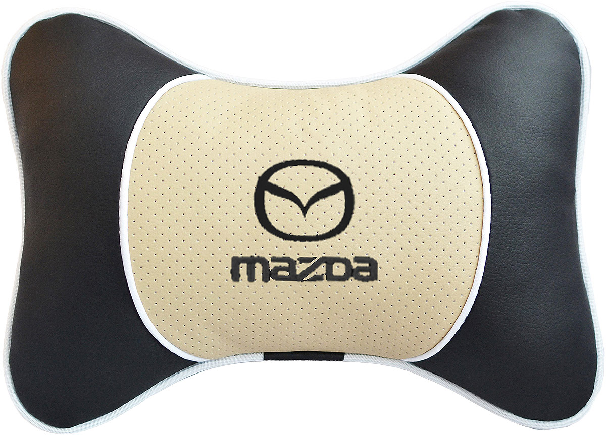 Подушка на подголовник Auto Premium Mazda, цвет: бежевый. 3758237582 Подушка на подголовник Auto Premium Mazda, цвет: бежевый. 3758237582Подушка на подголовник Люкс выполнена из черной гладкой экокожи, вставка из бежевой перфорированной экокожи имеет обрамление мягким кантом. Для нанесения вышивки используются высококачественные итальянские нитки. Подушка на подголовник - это прежде всего лучший способ создать комфорт для шеи и головы во время пребывания в автомобильном кресле. Такая подушка будет удобна как водителю, так и пассажиру. При производстве используются высококачественные, износостойкие материалы и гипоаллергенные наполнители.