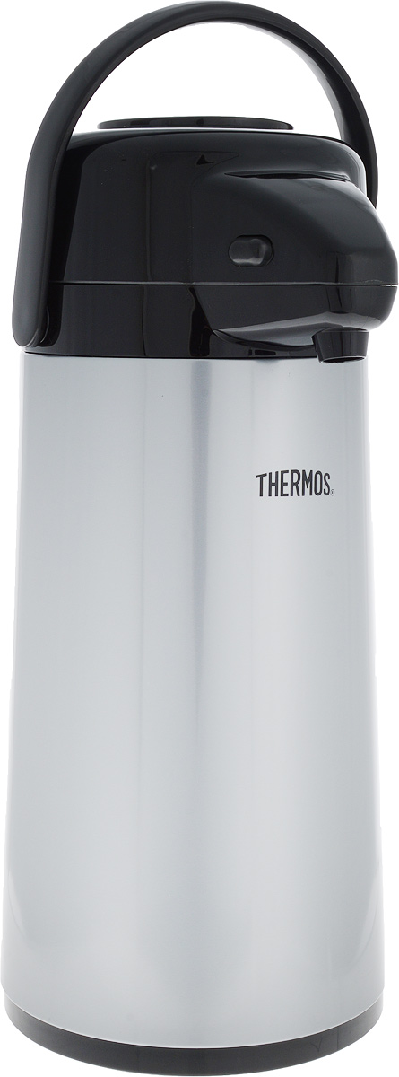 Термос Thermos, цвет: серый, черный, 1,9 л846372 Термос Thermos, цвет: серый, черный, 1,9 л846372Термос Thermos, изготовленный из нержавеющей стали, оснащен внутренней стеклянной колбой с двойными стенками. Термос является простым в использовании, экономичным и многофункциональным. Изделие оснащено удобной ручкой и помповым насосом. Термос предназначен для хранения горячих и холодных напитков (чая, кофе) и укомплектован крышкой с кнопкой. Такая крышка удобна в использовании и позволяет, не отвинчивая ее, наливать напитки после простого нажатия. Легкий и прочный термос Thermos сохранит ваши напитки горячими или холодными надолго. Диаметр: 4,5 см. Высота: 36 см.