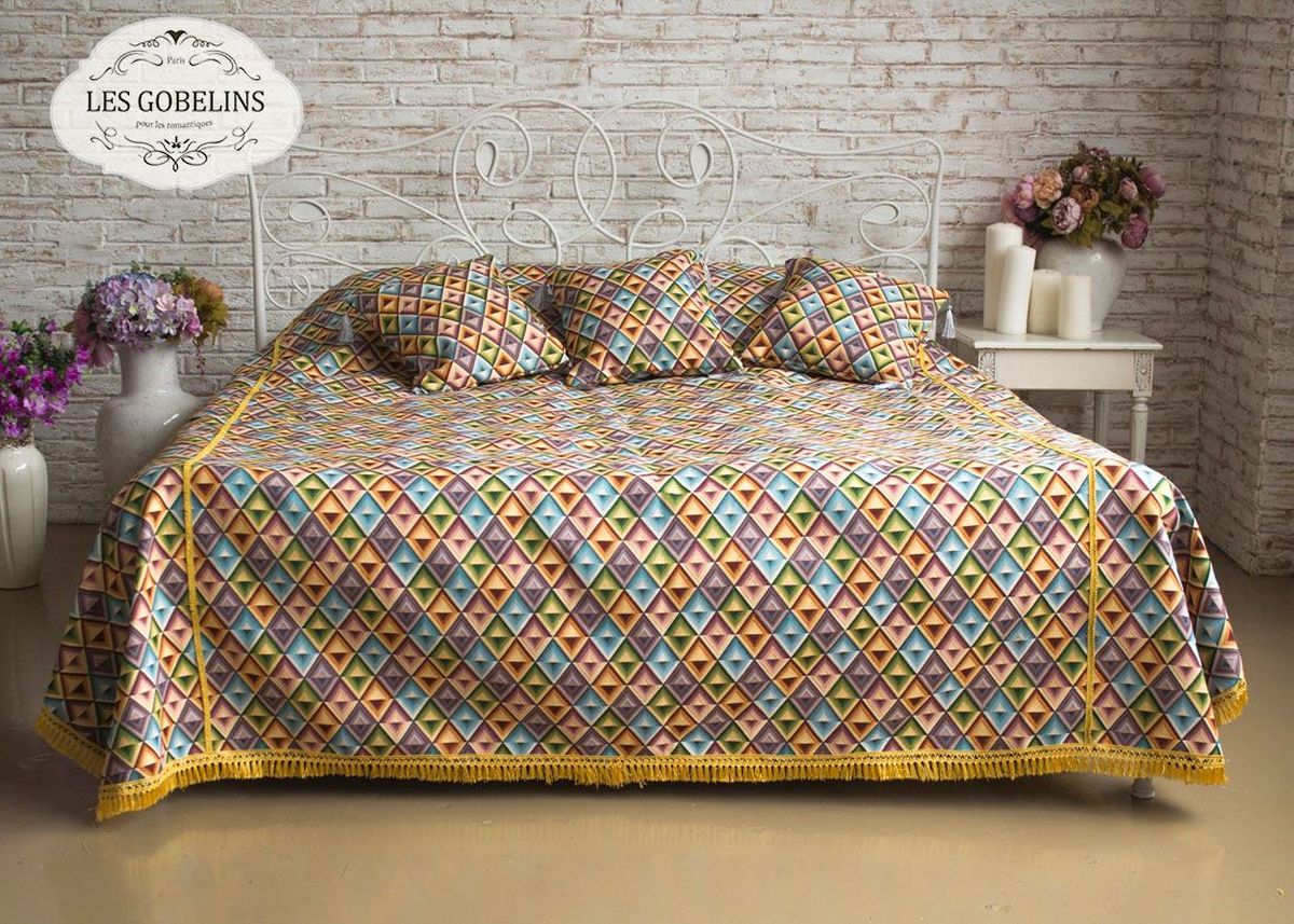 Покрывало на кровать Les Gobelins Kaleidoscope, 260х240 см. lns183851lns183851 Покрывало на кровать Les Gobelins Kaleidoscope, 260х240 см. lns183851lns183851Общий размер: евро макси Размер покрывала: 260х240 см Размер наволочек: Без наволочек Материал: Хлопковый гобелен Длина ворса: Отсутствует Состав: 50% хлопок, 50% полиэстер Отделка: Бахрома и кисти Производитель: Les Gobelins Cтрана производства: Россия Упаковка: Полиэтиленовый пакет