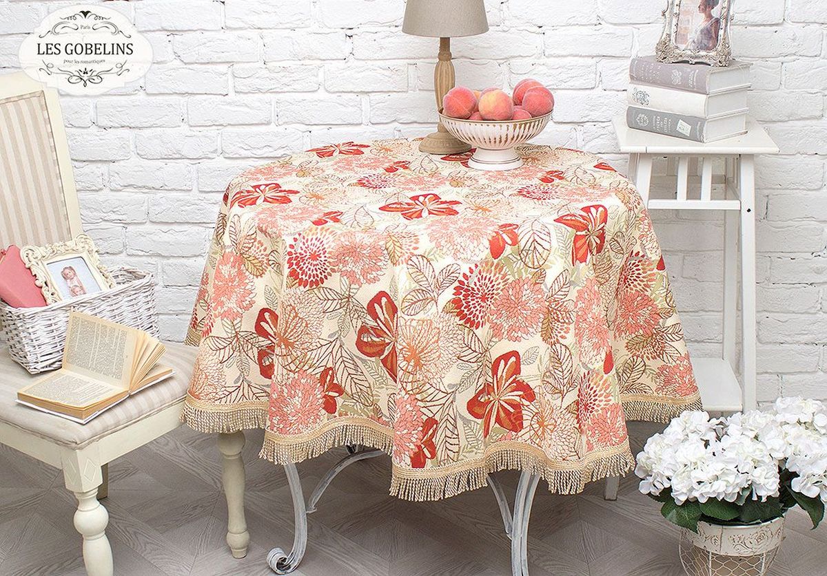 Скатерть Les Gobelins Fleurs Vector, круглая, диаметр 160 см. lns239892lns239892 Скатерть Les Gobelins Fleurs Vector, круглая, диаметр 160 см. lns239892lns239892Производитель: Les Gobelins Страна производства: Россия Круглая скатерть. Материал: Гобелен Состав материала: Хлопок - 52%, Полиэстер - 48% Размер (Диаметр): 160 см Упаковка: Полиэтиленовый пакет с клейким клапаном и бумажным вкладышем с информацией о продукте. Скатерть украшена по краю бахромой. Расположение рисунка на скатерти соответствует фотографии.