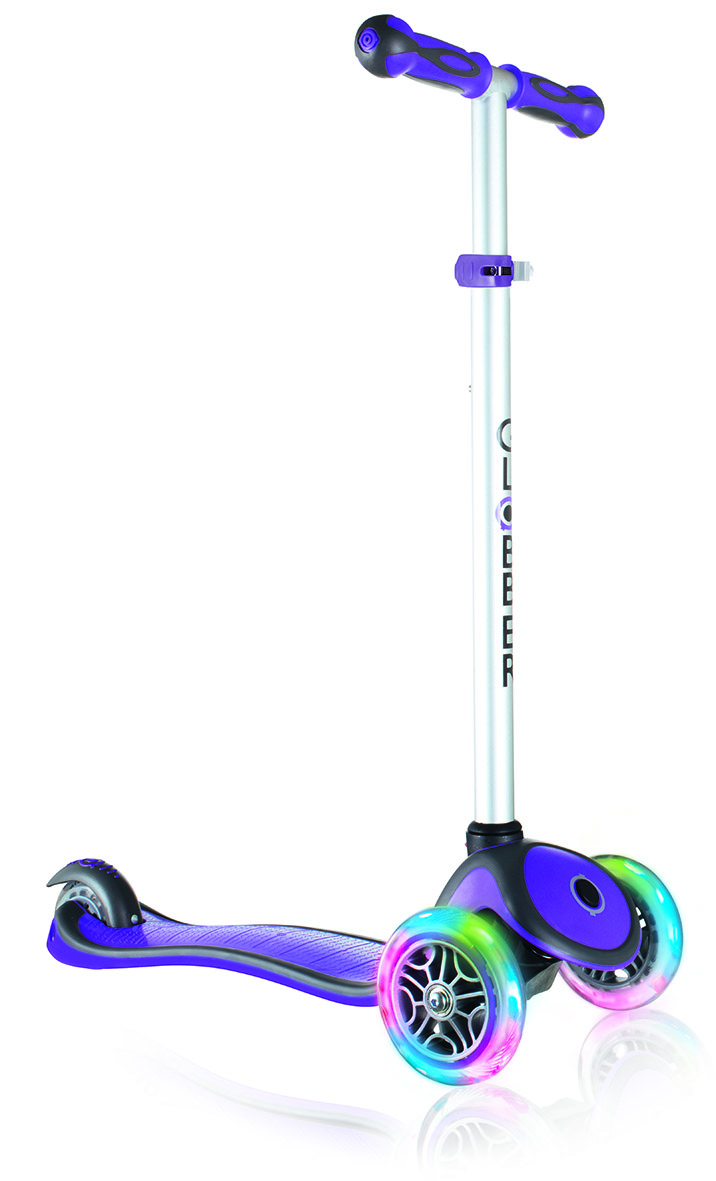 Самокат Globber My Free Up, цвет: фиолетовый. 442-103442-103 Самокат Globber My Free Up, цвет: фиолетовый. 442-103442-103Самокат My Free Up оборудован алюминиевым рулем, можно легко подстраивать под рост ребенка. Подножка выполнена из двухкомпонентного армированного нейлона, колеса - из прозрачного высококачественного полиуретана, ручки из мягкой термопластичной резины.