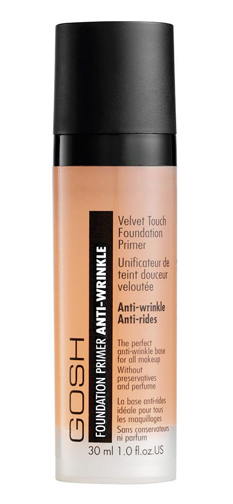 Gosh, Праймер для лица интенсивный выравнивающий Velvet Touch Foundation Primer Anti-wrinkel, 30 мл679587 Gosh, Праймер для лица интенсивный выравнивающий Velvet Touch Foundation Primer Anti-wrinkel, 30 мл679587Великолепная основа для макияжа с легким оттенком спелого абрикоса содержит в своем составе активный компонент Matrixyl 3000, который повышает эластичность волокон коллагена, отвечающих за поддержание природной эластичности кожи. Прекрасно выравнивает мелкие морщинки и глубокие поры кожи, делая Вашу кожу исключительно мягкой, гладкой и шелковистой. Великолепно способствует легкому и ровному нанесению макияжа. Можно использовать после дневного увлажняющего крема или сразу после умывания на чистую кожу. В составе Алоэ вера. Не содержит ароматизаторов и консервантов. Антивозрастной эффект Прекрасно выравнивает мелкие и глубокие морщинки Кожа становится мягкой, гладкой и шелковистой Активные компоненты Matrixyl 3000 и Алоэ Вера Без консервантов и ароматизаторов Эффективность на области с глубокими морщинами или на коже требующей увлажнения Прекрасный цвет лица и гладкая увлаженная кожа
