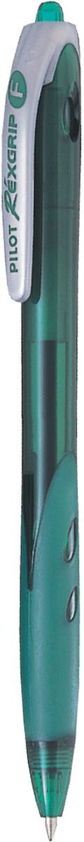 Pilot Ручка шариковая Rexgrip цвет чернил зеленый 0,7 ммBPRG-10R-F-G Pilot Ручка шариковая Rexgrip цвет чернил зеленый 0,7 ммBPRG-10R-F-GАвтоматическая шариковая ручка с интегрированным в корпус прорезиненным захватом для пальцев. Чернила на масляной основе для мягкого и легкого письма. Наконечник стержня изготовлен из нержавеющей стали, а шарик - из карбида вольфрама. Пластиковый корпус тонирован в цвет чернил ручки.