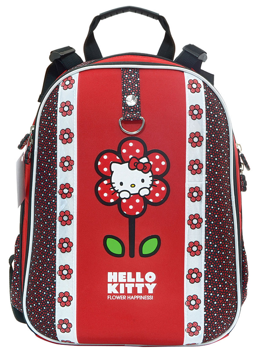 Action! Рюкзак детский Hello Kitty цвет красныйHKO-ASB4614/1 Action! Рюкзак детский Hello Kitty цвет красныйHKO-ASB4614/1Лицензионный дизайн HELLO KITTY Для девочек. На молниях лицензионные декоративные элементы. Рюкзак школьный с анатомический рельефной спинкой, с многоуровневой с-мой регулировки задней спинки. Жесткая эргономичная анатомическая форма с регулировкой уровня спинки , многоуровневая система регулировки задних лямок в зависимости от роста человека.Спинка оснащена сетчатым материалом для вентиляции. Прочный корпус из жесткого материала.2 больших внутренних отделения,внутри которых есть отдельное отделение , которое удерживается липучкой,сетчатое отделение, небольшие отделения для письменных принадлежностей, телефона и др мелочей.Имеются боковые карманы. Светоотражательные полоски безопасности на лицевой стороны, светоотражатели по бокам и на задних лямках. Задние лямки уплотненные, регулируются сверху и снизу. Верхняя ручка оснащена резиновой насадкой для удобства носки. Дноиз водонепроницаемого материала и имеет 2 резиновые накладки для дополнительной защиты от грязи , воды и т.д. Вес...