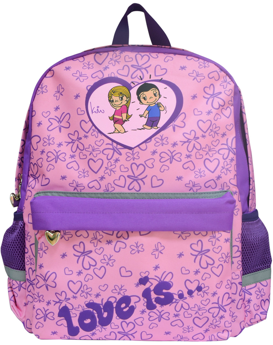 Action! Рюкзак Love is… цвет розовый LI-AB1293/4LI-AB1293/4 Action! Рюкзак Love is… цвет розовый LI-AB1293/4LI-AB1293/4Лицензионный дизайн LOVE IS для девочек. 1)Улучшенная спинка с выпуклыми рельефными вставками для комфортного ношения на спине, 2)Одно основное отделение на молнии. 3)На лицевой стороне имеется карман на молнии ,размером 25х18х3.5 см. 4)Уплотненные задние регулируемые снизу лямки со светоотражающими полосками безопасности, 5)Боковые сетчатые карманы. 6) Ручка тканевая плотная.