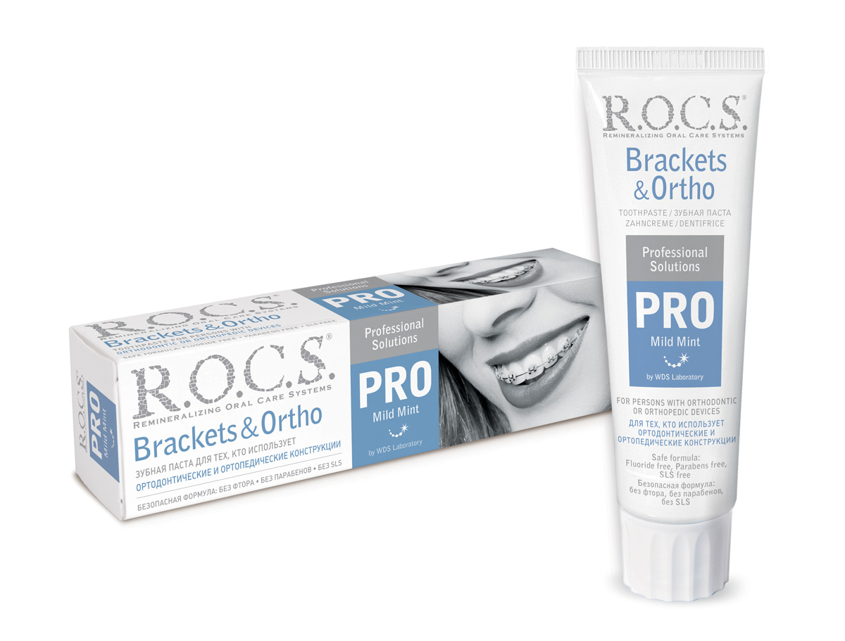 R.O.C.S. PRO Зубная паста Brackets & Ortho, 135 г32700106 R.O.C.S. PRO Зубная паста Brackets & Ortho, 135 г32700106Зубная паста эффективно удаляет интенсивные поверхностные окрашивания.